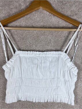 Womens White Smocked Crop Top